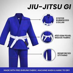 Kids BJJ Gi 300gsm pearl weave pre shrunk cotton brazilian jiu jitsu <b>kimono</b> with <b>belt</b> custom logo martial arts uniform - Product Image 5