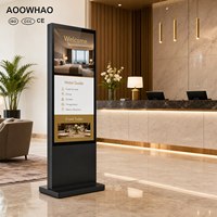 AOOWHAO - Señalización Digital de 55 Pulgadas con Soporte de Pie para Vestíbulo de Hotel, Kiosco de Lujo con Pantalla Táctil 4K UHD y 3 Años de Garantía