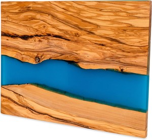 Tabla de cortar de queso de madera de acacia y resina azul con mango Tabla de cortar de buena calidad Tabla de cortar de resina y madera - Product Image 5