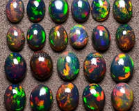 Opale éthiopienne noire, taille 12x15MM, multicolore, jeu sur le feu, opale, pierres précieuses en vrac, Cabochon ovale de qualité supérieure, opale éthiopienne noire