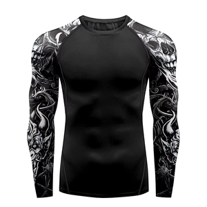 เสื้อรัดกล้ามเนื้อแขนยาว MMA แห้งเร็ว ผ้าสแปนเด็กซ์ รับสกรีนโลโก้ ระบายอากาศได้ดี ลายเรียบ เสื้อรัดกล้ามเนื้อ MMA แขนยาว - Product Image 4