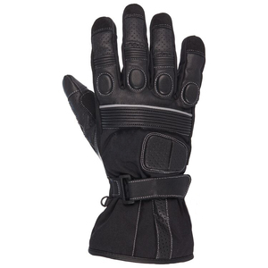 Gants de moto motard Protection complète des doigts Manchette longue Gants Cordura en nylon imperméable en peau de chèvre véritable avec doublure en polaire - Product Image 1