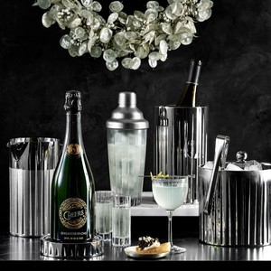 Luxury Stainless Steel <b>Ice</b> <b>Bucket</b> with Lid and Tongs Ribbed Design Polished Finish for Elegant Home Bar Entertaining - Product Image 3