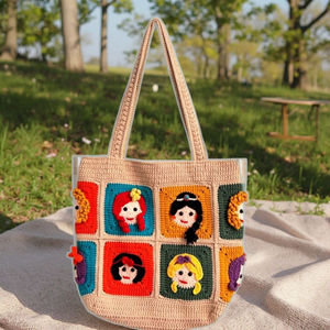 Sac à bandoulière double compartiment portable EFANBEANIE en laine, motif fleurs de dessin animé, avec deux sangles, dernière collection pour femme - Product Image 2