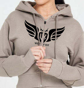 เสื้อฮู้ดพิมพ์ลายซับในเข้ารูปรูดซิปปรับแต่งได้สำหรับผู้หญิงเสื้อผ้าออกกำลังกายระบายอากาศได้ไซส์ใหญ่พิเศษ100% ผ้าฝ้ายฤดูหนาว - Product Image 2