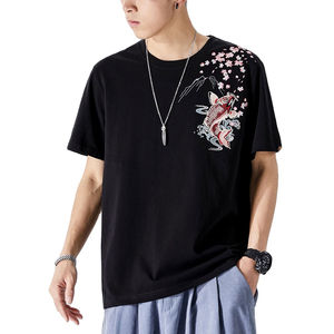 เสื้อยืดปักด้านหน้าผ้ากำมะหยี่สำหรับผู้ชายพิมพ์ลายโลโก้ตามสั่ง - Product Image 4