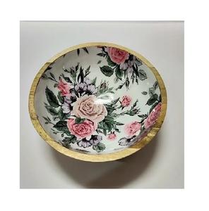 Ensaladera de madera con estampado esmaltado de gran venta para servir sopa y fideos Ensaladera de esmalte Floral de estilo elegante OEM disponible - Product Image 1