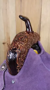 Selle de baril western artisanale violette en cuir véritable 100% cuir de vache de qualité supérieure, confortable et durable pour le ranch et le roping - Product Image 3