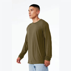"Camiseta de manga larga Olive Heather CVC: Mezcla Premium de 52% algodón peinado Airlume y 48% Poly, 4,2 Oz, ajuste unisex" - Product Image 2