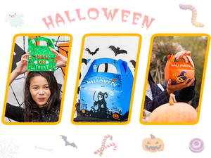 Cajas Autoarmables para Dulces de Halloween con Asa, Diseño de Dibujos Animados Impresos en Cuatro Colores, Laminación Brillante, Cartón Rectangular, Regalo Artesanal - Product Image 3