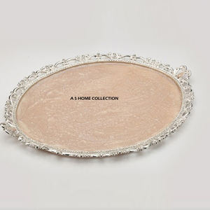 Bandeja de Servicio de Alimentos de Aluminio de Buena Calidad, Tamaño Grande, Color Plateado, Ideal para Restaurantes, Bodas, Té y Café - Product Image 1