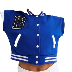 Blouson universitaire court confortable pour femme, motif uni, logo personnalisé, col montant, haut d'hiver en peau de mouton, meilleure vente, en promotion - Product Image 4