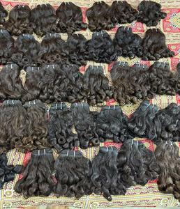 Pelo humano sin procesar indio al por mayor, mechones de doble trama ondulados naturales, textura rizada suave y gruesa, pelo completo de alta calidad - Product Image 3