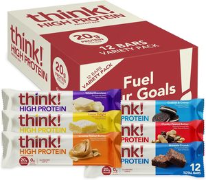 think! Protein <b>Bars</b>, High Protein <b>Snacks</b>, Gluten Free, Kosher Friendly,Variety Pack, Nutrition <b>Bars</b>, 2.1 Oz per <b>Bar</b>, 12 Count - Product Image 1