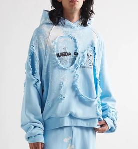 Sudadera con Capucha Extra Grande, Estilo Desgastado, con Hombros Caídos, Gruesa, Impermeable, 100% Algodón para Hombre - Product Image 4