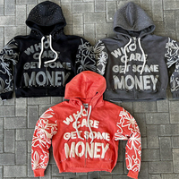 Sudadera con capucha y cremallera personalizada con apliques bordados, impresión 3D en relieve, unisex, 100% algodón, térmica, con cremallera completa, para invierno, pedido mínimo