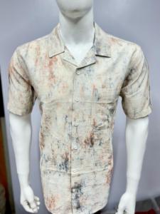 Chemise de plage d'été décontractée légère 100% coton pour homme col cubain imprimé avec fonction anti-rides - Product Image 2