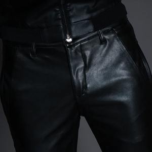 Invierno nuevos hombres Skinny Biker Faux Leather Pants moda motocicleta pantalones para hombre Stage Club Wear - Product Image 4