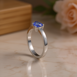 Anello con Tanzanite Naturale Taglio a Pera 5x3mm in Argento Sterling 925 Gioiello Classico da Donna per Uso Quotidiano - Product Image 3