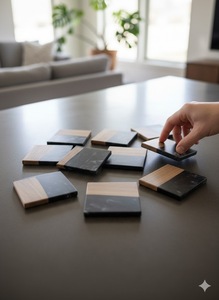 Posavasos Cuadrados de Nogal Epóxico Hechos a Mano, de Lujo, Ecológicos y Duraderos, para una Decoración de Mesa Premium a Precio de Descuento - Product Image 6