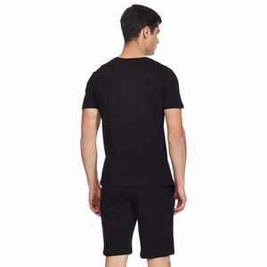 Conjunto personalizado de verano para hombre, ropa informal de media manga, pantalones cortos de Color negro, chándal, traje de dos piezas con logotipo personalizado - Product Image 2