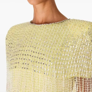 Vestidos de noche de gasa de lujo para mujer, manga corta, silueta recta, transpirable, antiestático, desnudo para bodas, fiestas, Frente - Product Image 1