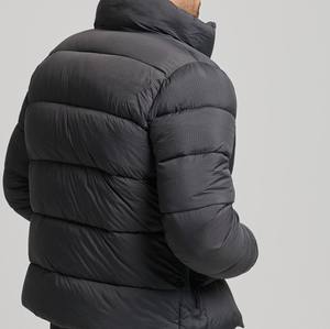 แจ็กเก็ตขนเป็ดแบบตั้งอุ่นสำหรับผู้ใหญ่สีทึบบางลำลองกันน้ำเสื้อนอกด้านหน้ามีฮู้ดบริการ OEM - Product Image 6