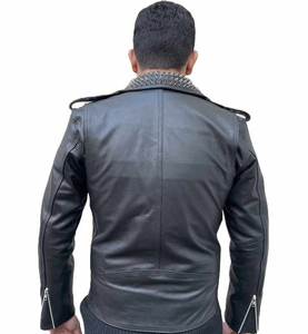 Veste en cuir fine unisexe de haute qualité personnalisée, style Brando argenté, style punk steampunk gothique club, OEM personnalisé - Product Image 3