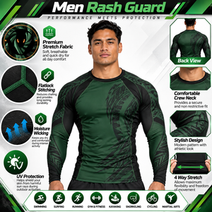 Rashguard pour homme antibactérien, séchage rapide, écologique, combinant tissu respirant haute performance, mouvement flexible et confortable - Product Image 6