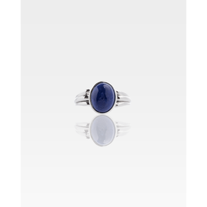 Bague pour homme en pierre naturelle de coupe ovale, plaquée rhodium, bijoux fins - Product Image 1