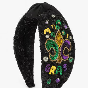 Luxury <b>Sequin</b> Beaded <b>Headband</b> for Women Girls Handmade Crystal Embroidery Hair Accessory Premium Quality Fabric for Festival - Product Image 1