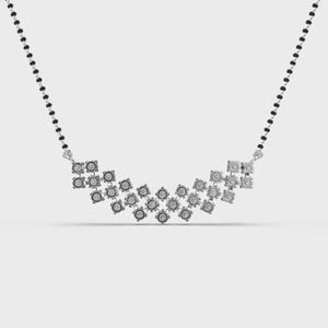 Stonewels Crystal Halo Diamond Silver Mangalsutra Chaîne de perles de mariage avec diamant central entouré de cristaux étincelants - Product Image 3