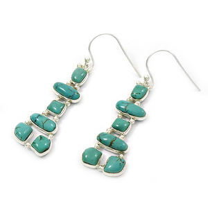 Boucles d'oreilles Inukshuk en pierre naturelle turquoise pour femmes en argent sterling 925 bohème bijoux faits à la main fabricant grossiste - Product Image 1