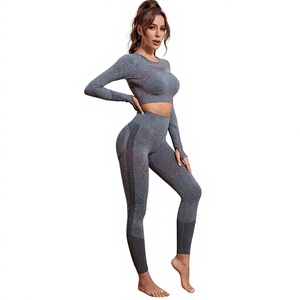 High Quality Women 2-Piece Yoga Set Solid Yoga Bra <b>Legging</b> Set Breathable Quick Dry Elastic Waist Sportwear OEM - Product Image 1