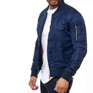 Vente en gros Blouson bombardier uni en nylon et satin nouveau blouson coupe-vent d'extérieur pour homme - Product Image 6