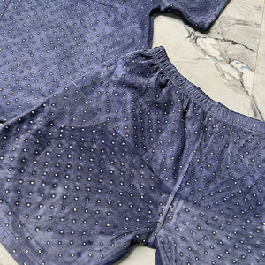 Ensembles de shorts d'été unisexe de luxe de qualité supérieure en daim personnalisé brodé sur toute la surface de strass ensembles décontractés pour hommes à motif imprimé - Product Image 2