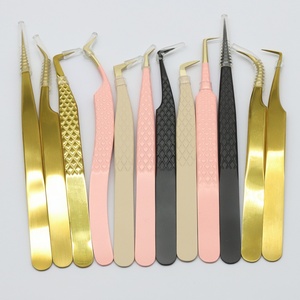 Pinzette da donna in tinta unita rosa russo di alta qualità per il trucco Logo personalizzato <span class=keywords><strong>Stefan</strong></span> in acciaio punta punta Volume etichetta privata - Product Image 3