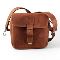 Sac de Voyage Rétro Classique Premium pour Appareil Photo Numérique, en Cuir Véritable Durable, Luxe, Portable, avec Sangle Réglable et Multiples Fermetures Éclair