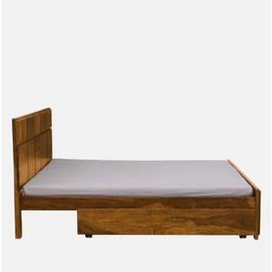 Cama King Size Contemporánea en Acabado Rústico de Teca de Madera de Sheesham con Cajón de Almacenamiento para Aplicación de Dormitorio - Product Image 5