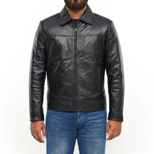 Chaqueta de Cuero Vacuno Genuino para Hombre, Color Negro y Marrón, Cuello Alto, Informal, Acolchada, Impermeable, Transpirable y Ecológica para Invierno - Product Image 4