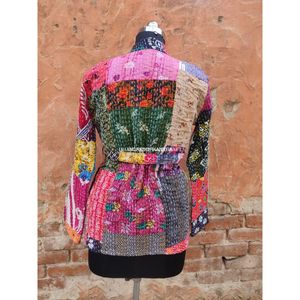 Peignoir court en coton tissé à la main pour femme, veste longue Kantha d'hiver, ethnique, vente en gros - Product Image 5