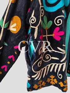 Hand Embroidered Floral Coat Full Sleeve Bohemian Style Turn-<b>down</b> Collar Cotton Outerwear for Women Spring Casual - Product Image 5