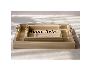 Plateau de service en aluminium pour dessert et dattes avec Meena Work Plateau de service de forme rectangulaire fait à la main pour les meilleures ventes - Product Image 2