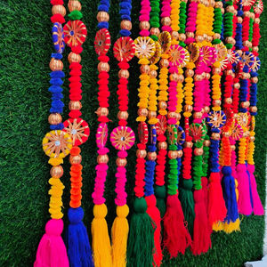 Woolen Multicolor <b>Pom</b> <b>Pom</b> Mirror Bead Tassel Garland Wedding Christmas Party New Home Vintage Decor Gift - Product Image 1
