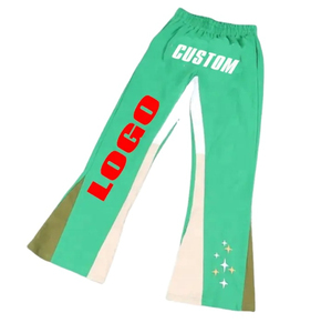Personalizado de alta calidad suelta holgada acampanada pantalones de sudor Retro Hip Hop cremallera ácido lavado Vintage acampanados pantalones de hombre OEM - Product Image 4