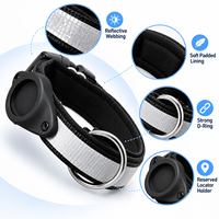 Collier rembourré réfléchissant pour chien avec support de localisateur, réglable en nylon, anneau en D métallique, logo personnalisé, vente en gros OEM