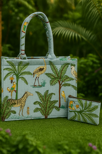 กระเป๋าโท้ทผ้าคอตตอนเนื้อนุ่มสำหรับชายหาดทำมือพิมพ์ลายสวยงามกระเป๋าสะพายไหล่สำหรับผู้หญิงทำด้วยมือ - Product Image 3