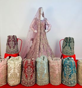 Vestido de novia de diseñador étnico para mujer Ropa de fiesta tradicional con tela de red Dupatta Proveedor indio Vestidos de novia - Product Image 3