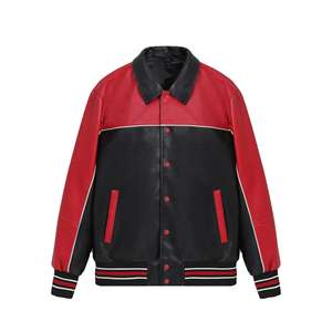 Men's Fashion Moto Racing Leather Jacket Wholesale Varsity Jackets in Faux Leather - Product Image 5