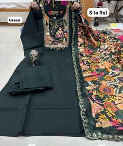 Nueva colección moderna de diseñador Recién llegado Muselina suave con parche Trabajo Kurti Pant y Dupatta Venta al por mayor Suministro de fábrica - Product Image 5